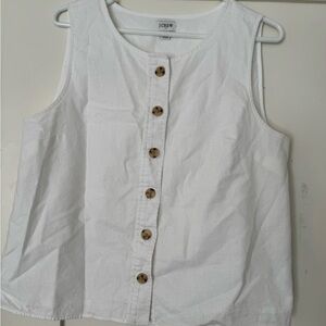 J. Crew Factory Linen Blend White Button-Front Shell